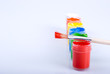 Colored paints on a white background Colored paints on a white background