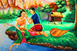 Mural of famous local Thai literature Mural of famous local Thai literature