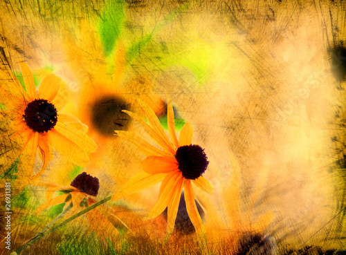 Photo: Old paper grunge flower background Old paper grunge flower background