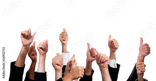 Photo: Business People with Thumbs Up on White Background Business People with Thumbs Up on White Background