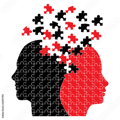 Vector: Puzzle heads icon vector Puzzle heads icon vector