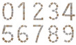 Full numeral set made of metallic brackets