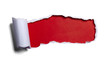 Photo : white paper ripped red black background opening