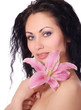 beautiful woman with lily flower