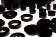 Many shapes of black industrial part made by rubber Many shapes of black industrial part made by rubber