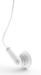 Small ear phone with music on a white background Small ear phone with music on a white background