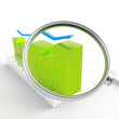 green and blue charts under magnification on white