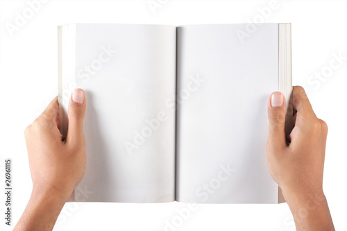 Photo: gesture of hand open the blank book gesture of hand open the blank book