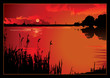 A beautiful sunset on the river. Vector art-illustration. A beautiful sunset on the river. Vector art-illustration.