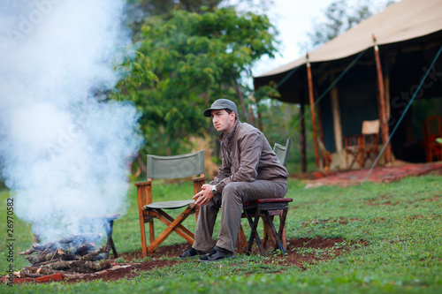 Photo: Man on safari vacation Man on safari vacation