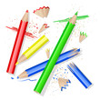 Color pencils and peels over white