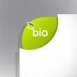 Corner on paper with bio sign.