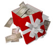 opened giftbox filled with dollars