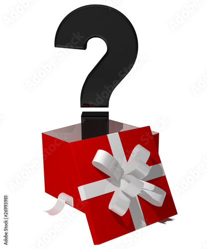 Illustration: opened giftbox with questionmark opened giftbox with questionmark