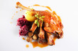 Foto: gänsebraten,knödel,rotkraut/roast goose gänsebraten,knödel,rotkraut/roast goose