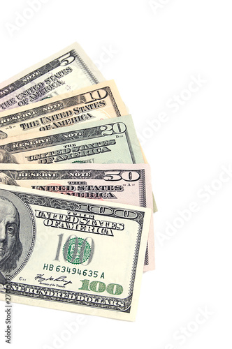 Photo: Five to hundred US dollar banknotes Five to hundred US dollar banknotes