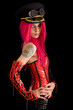 Fetish fashion model with tattoo