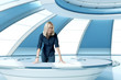 Sexy blonde boss in future interior office room Sexy blonde boss in future interior office room