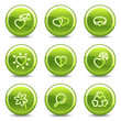 Love icons, green circle glossy buttons