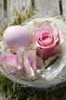 Easter egg in pastel with rose and pearls