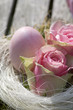 Easter egg in pink with roses in country style Easter egg in pink with roses in country style