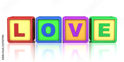 color blocks with word love isolated on white color blocks with word love isolated on white