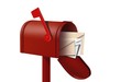 red mail box and envalopes