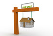 Home For Sale Sign in Front of Beautiful New 3D Home Home For Sale Sign in Front of Beautiful New 3D Home