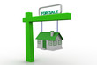 Home For Sale Sign in Front of Beautiful New 3D Home Home For Sale Sign in Front of Beautiful New 3D Home