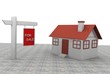 Home For Sale Sign in Front of Beautiful New 3D Home Home For Sale Sign in Front of Beautiful New 3D Home