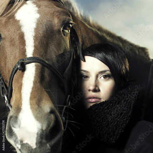 Photo: Beautiful girl and horse Beautiful girl and horse