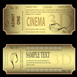 set of gold tickets isolated on black background vector.