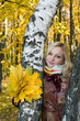 portrait of a girl with a maple leaf