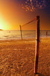 Volleyball net on the tropical beach