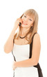 Beautiful businesswoman calling by phone and smiling Beautiful businesswoman calling by phone and smiling