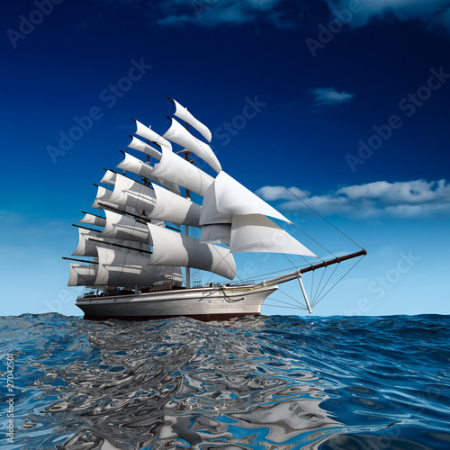 Illustration: Sailing ship at sea Sailing ship at sea