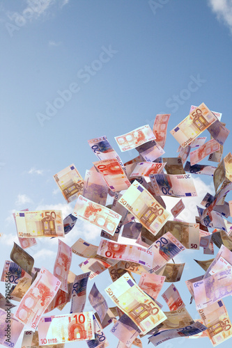 Illustration: euro bills in the sky euro bills in the sky