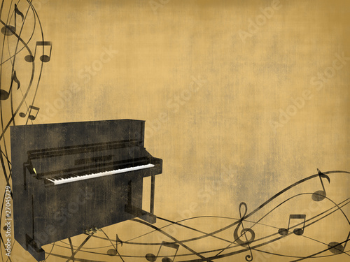 Illustration: piano on old background piano on old background