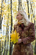 portrait of a girl with a maple leaf portrait of a girl with a maple leaf