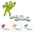 Illustration: 3D stick figure illustration putting together a puzzle pieces 3D stick figure illustration putting together a puzzle pieces