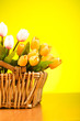 Bouquet of colorful tulips on the table Bouquet of colorful tulips on the table