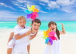 Happy children on beach