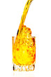 Whisky,rum or any other golden liquor being poured into a glass