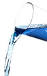 Water or any other light blue liquid spilling from a transparent