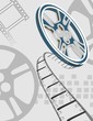 Illustration: Cinema projector and film roll Cinema projector and film roll