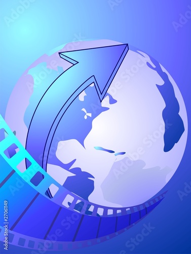 Illustration: Glob and arrow in a film background Glob and arrow in a film background