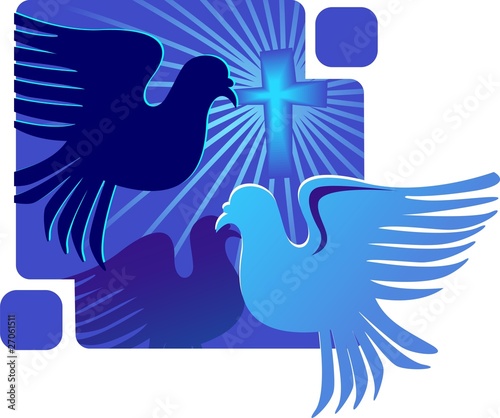 Illustration: Sparrow flying with cemetery Sparrow flying with cemetery