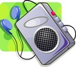 Music equipments of vac man with headphone