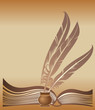 Background with the opened book and three quills Background with the opened book and three quills