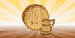 background with beer barrel and mug
